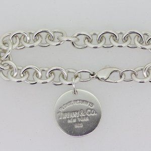 Tiffany & Co Return to Tiffany Sterling Silver Circle Charm Cable Bracelet 7.5"